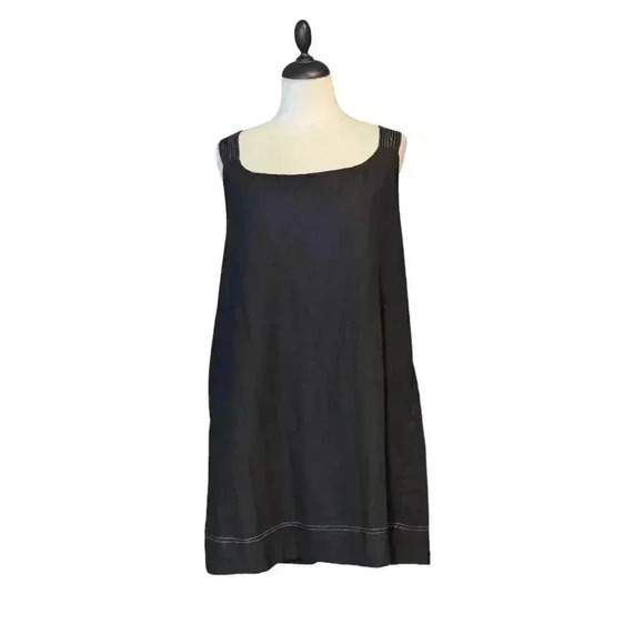 New C & C California Small Black Oversized Linen Blend Trapeze Dress Lined - Picture 1 of 11